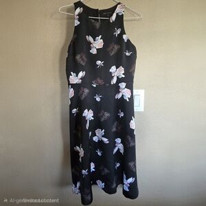 Banana Republic Floral Sleeveless Black‎ Dress 4